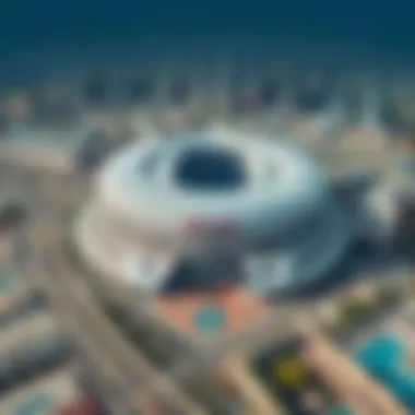 Aerial view showcasing the Coca-Cola Arena's strategic location in Dubai.