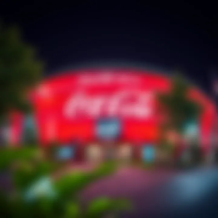 The vibrant surroundings of the Coca-Cola Arena, highlighting its accessibility.