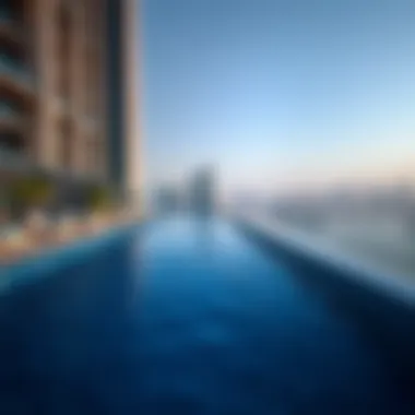 Stunning rooftop pool at Delta Hotel JBR with a panoramic view of the skyline