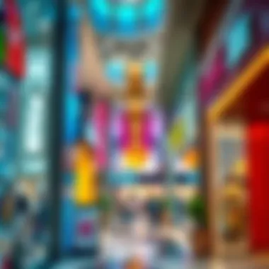 Vibrant retail spaces within المنار مول displaying diverse shopping options
