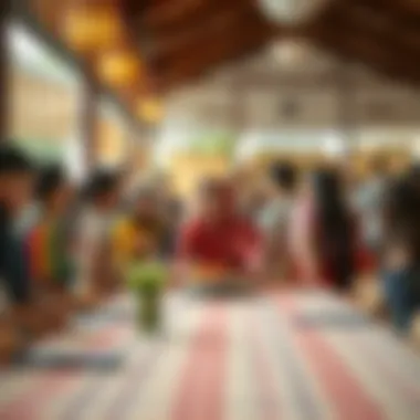 A vibrant community gathering showcasing cultural exchange