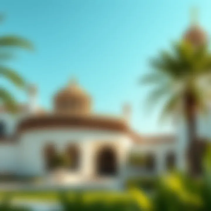 Illustration depicting traditional Emirati architecture and cultural significance of land