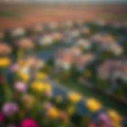 Stunning aerial view of Wildflower community showcasing its unique architecture and lush landscaping