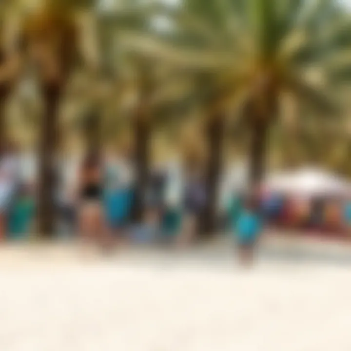 Visitors enjoying recreational activities at Hudayriyat Beach