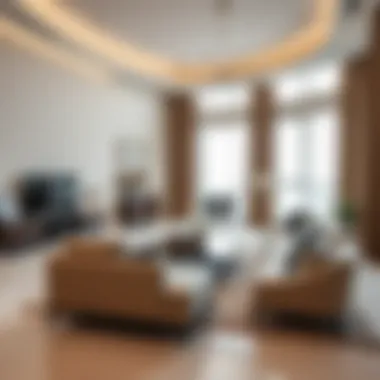 A modern living room with neatly arranged furniture ready for relocation