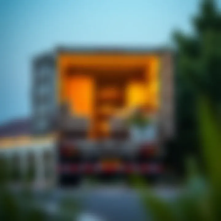 A well-organized moving truck filled with furniture ready for transportation