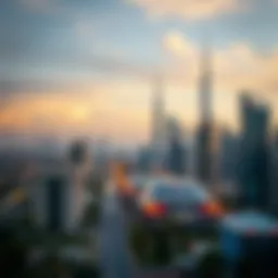 A scenic view of the Dubai skyline